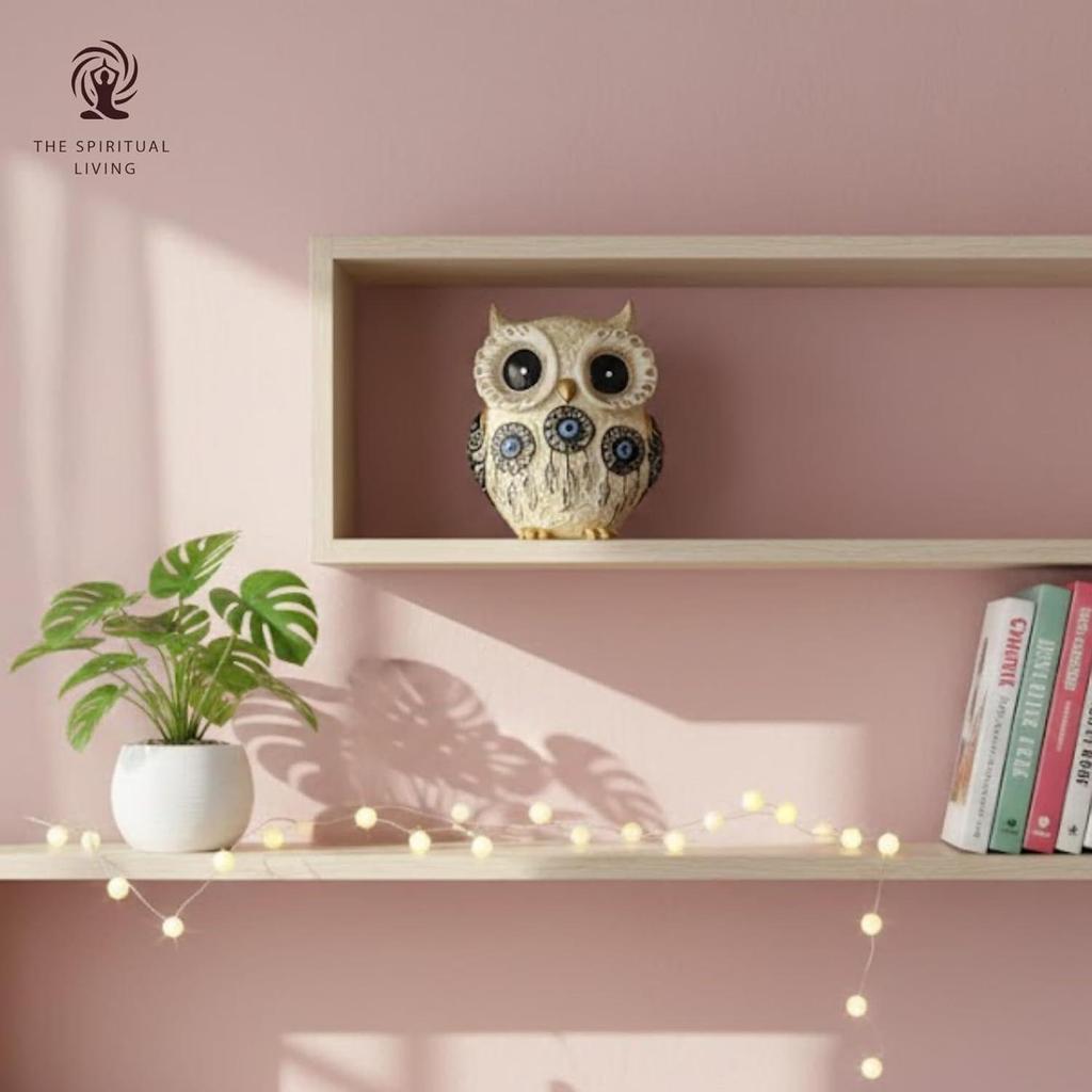 The Spiritual Living Owl Statue for Good Luck II Aesthetic Resin Owl Art Figure Showpiece II