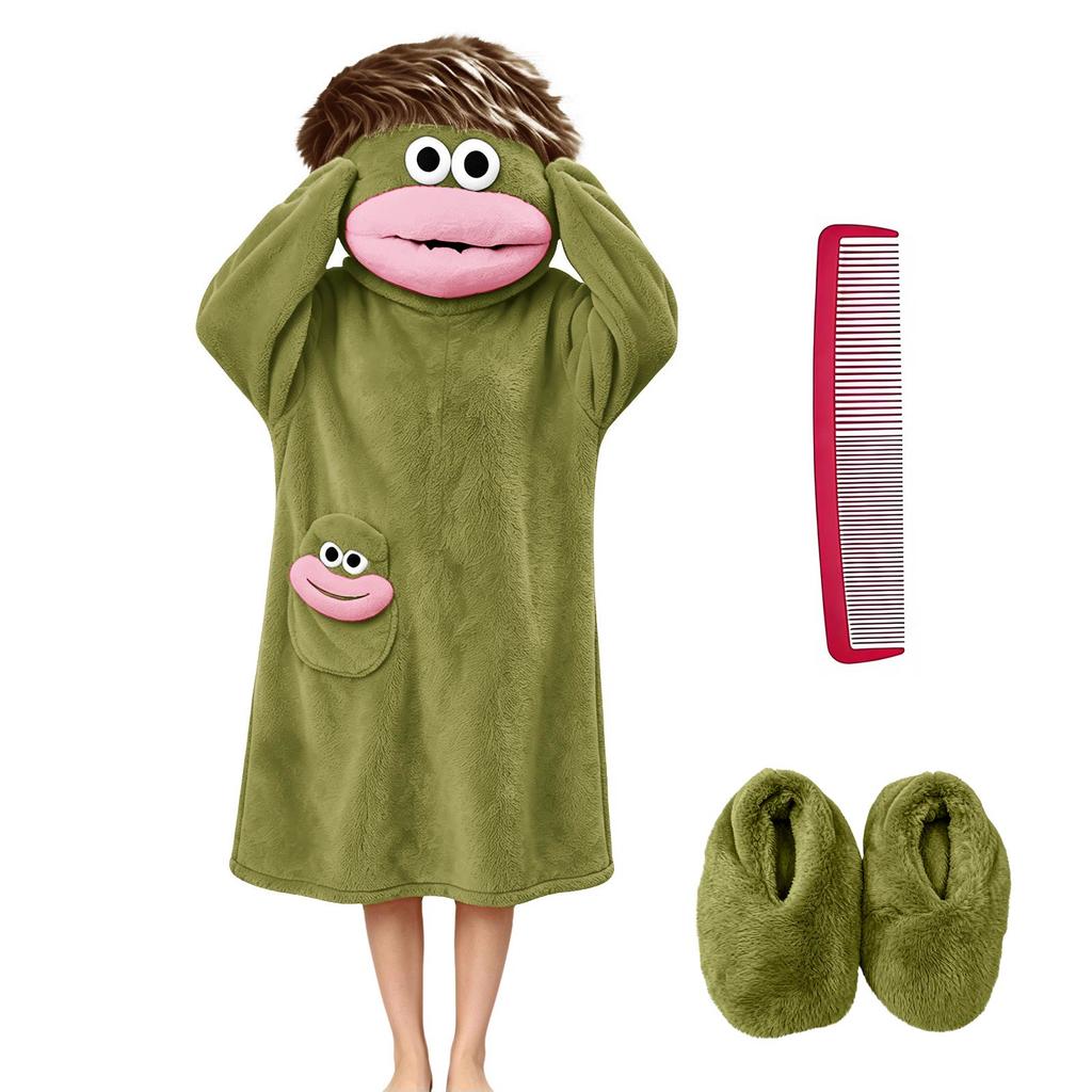 Kids Funny Big Mouth Pajama Loungewear Set with Shoes and Comb for Boys and Girls