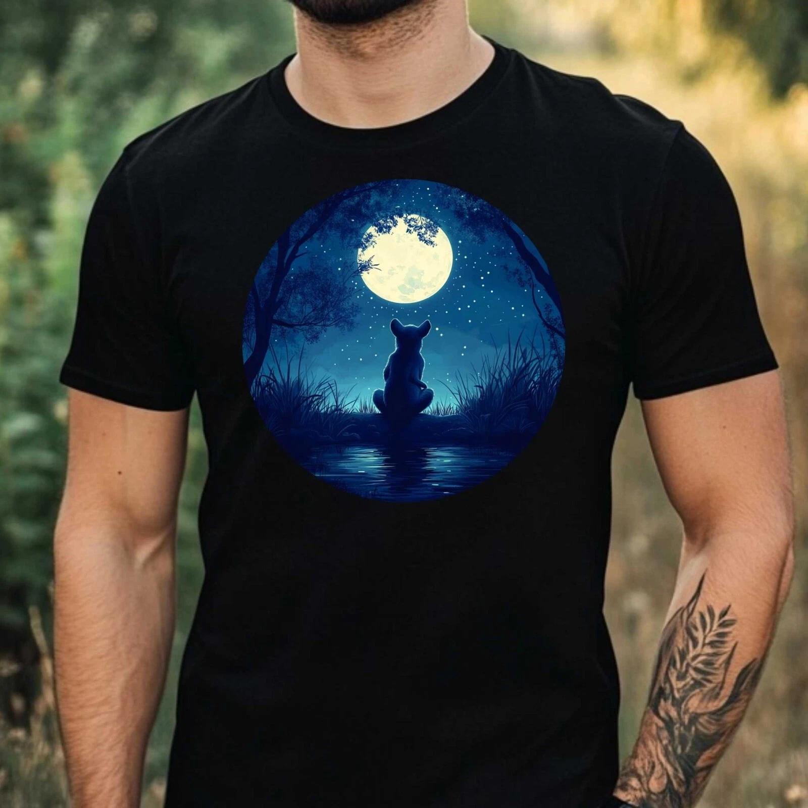 T-Shirt Herren Känguru im Mondlicht Motiv Baumwolle Größe XS bis 5XL XL