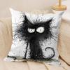 Whimsical Cat Art Cushion Cover Silky Short Plush Invisible Zipper Dustproof Sofa Pillow Case For Home Decor