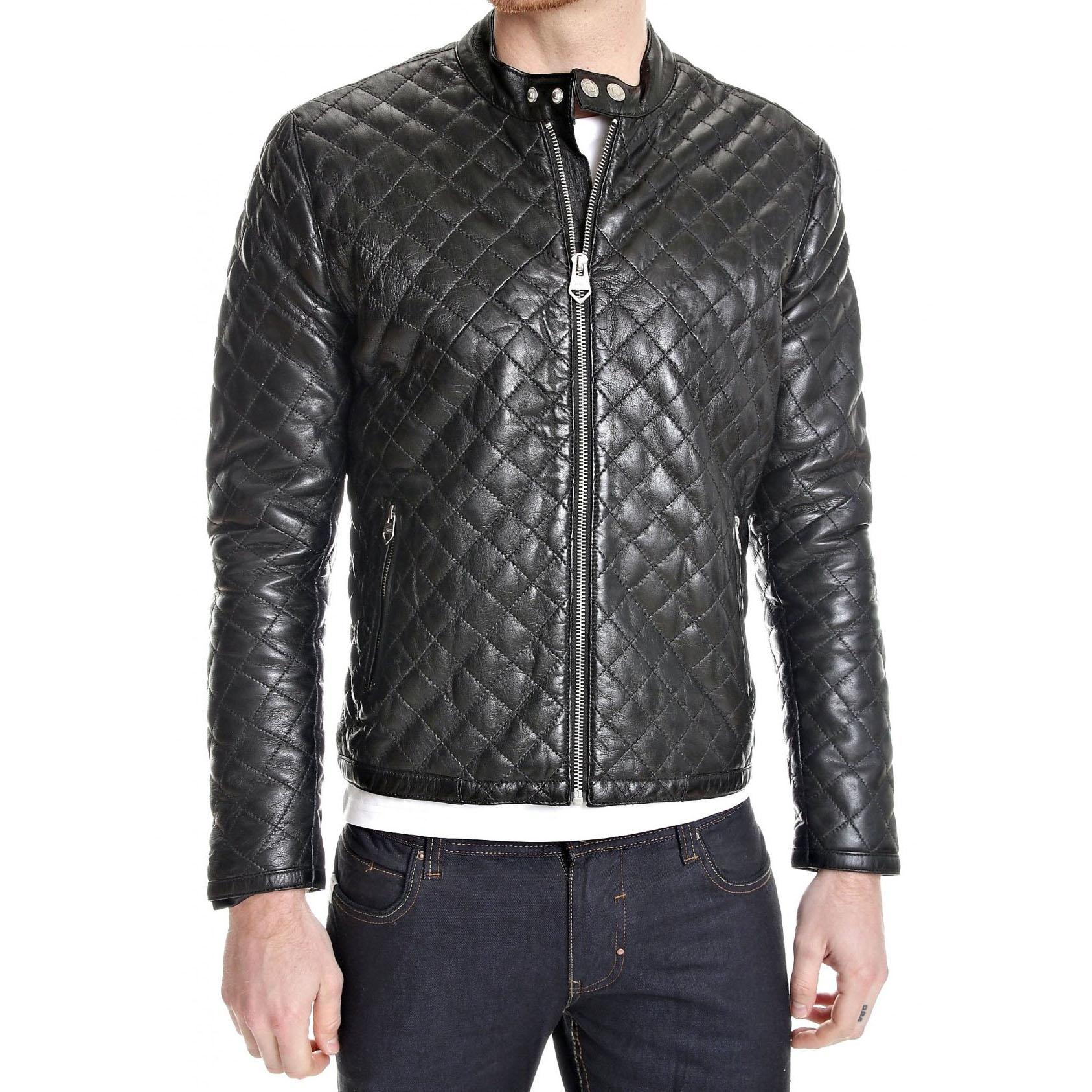 

SkinOutfit Men s Genuine Lambskin Black Leather Jacket Stylish Motorcycle Bomber Biker Outerwear MJ 178 XS чорний