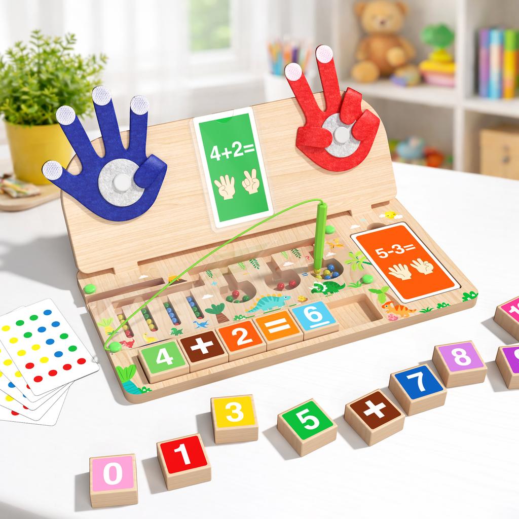 Kids Wooden Finger Numbers Math Toy Clip Beads Game Pen Control Training Children Counting Early Learning Educational Toys Gifts