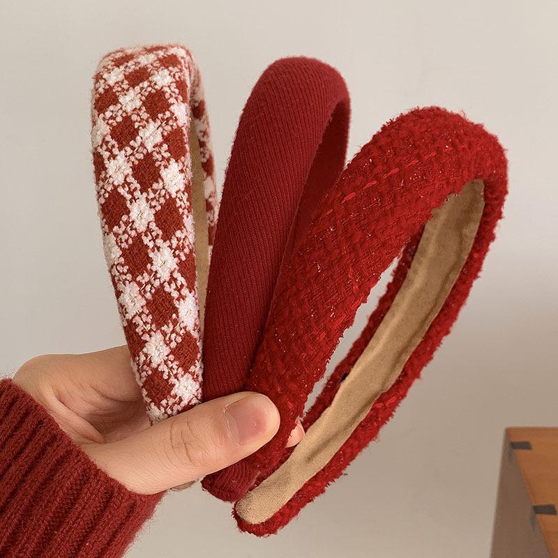 Hochwertiges rotes Neujahrs-Haarband für Damen, Retro-Haarspange, Weihnachts-Haarband Haarschmuck