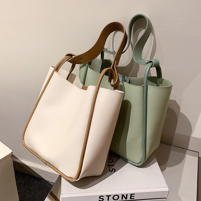 Dámská taška v korejském stylu Bucket Bag Jedno rameno Přenosná velkokapacitní taška Mother Bag