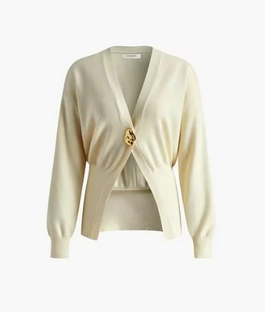 

European & American Women s V-neck Button Knit Cardigan Sweater - 2026 Fashion Bestseller Small бежевий