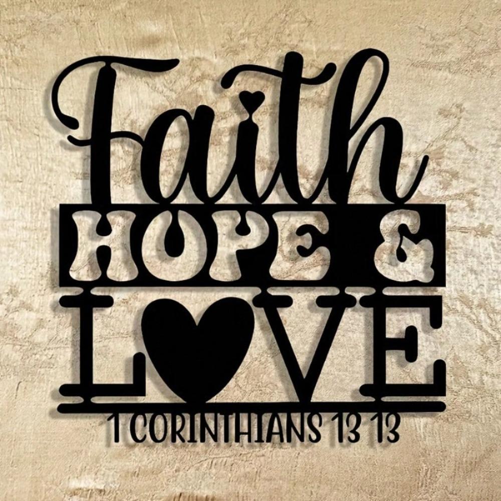 Metal Wall Art Bible Verse 13.13 Love Scripture Sign Vintage Home Decor Office Living Room Bedroom Gift