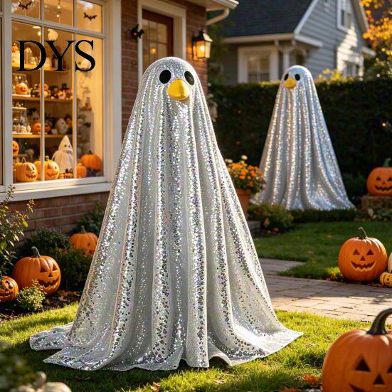 Interchangeable Goose Costume Halloween Ghost Costume, with Shiny Sequin Decor, Sequined Cloak Statue Atmosphere Prop, for Holiday Yard Decorations