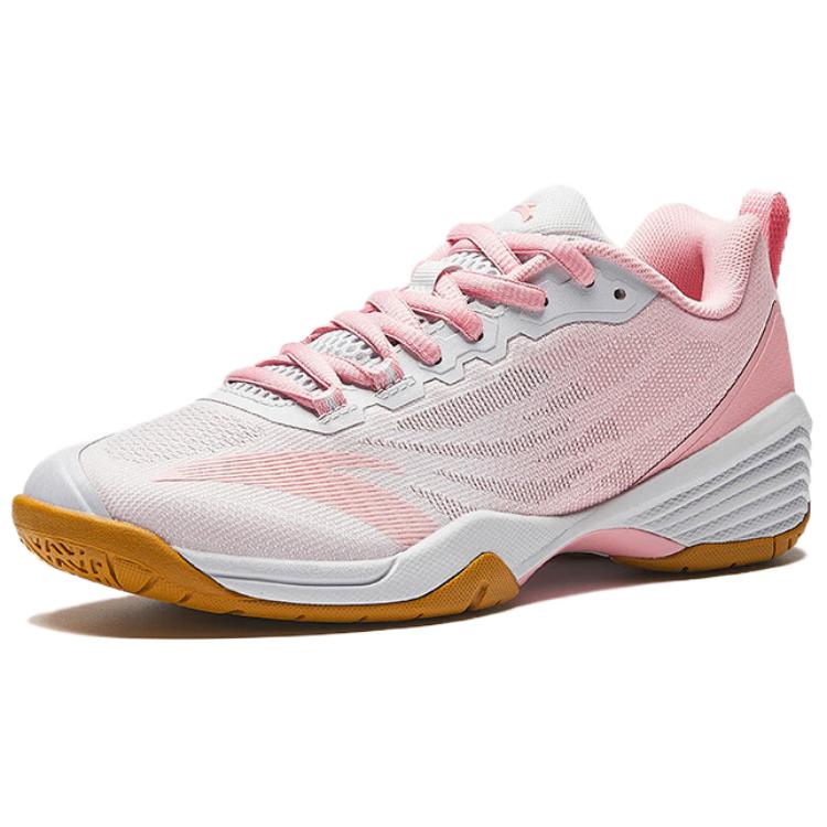 New Anta Rebound Slip Resistant Low Top Badminton Shoes Women's Pink White 122524461-3