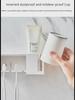 Punch-Free Japanese Wall-Mounted Bathroom Set: Toothbrush Holder & Mouthwash Rack