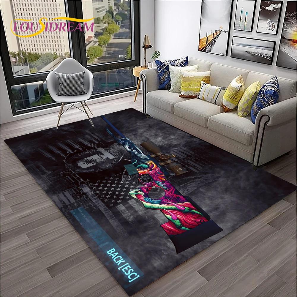 Gewehrmesser Pistolenpatrone USP, AK, M4, AWP, Gewehrteppich für Zuhause, Wohnzimmer, Schlafzimmer, Sofa, Fußmatte, Dekor, rutschfeste Bodenmatte für Kinder