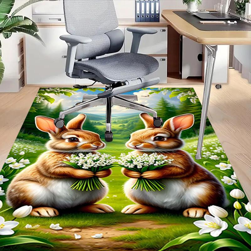 1PC Bunnies Flowers Extra Large Non-Slip Floor carpet, Office, family, bedroom, Studio - Large Area Rug,Longlasting Material-K0329