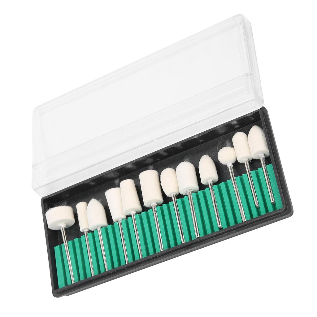 12 Stück Wollfilz Nagel Schleif Polierkopf Tragbares Nagelbohrer Bit Set Zubehör