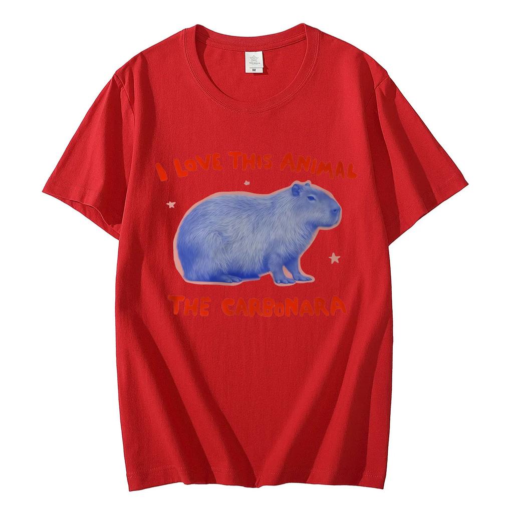 Ich liebe dieses Tier Das Carbonara Lustige Capybara Meme T-Shirt Mode Y2k Übergroße T-Shirts Unisex Sommer Lässig Baumwoll-T-Shirts