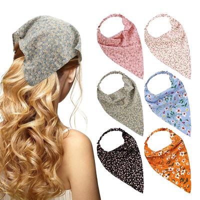 Letní Vintage Potisk Květinová Plážová Bandana Šátek do Vlasů Módní Elastické Gumičky do Vlasů pro Ženy Vlasové Doplňky