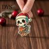 Alternative Christmas Atmosphere Pendants Skeleton Tree Hanging Ornaments, 3.15 Inch Skull Handmade Wooden Ornaments Gothic Spooky Xmas Decorations