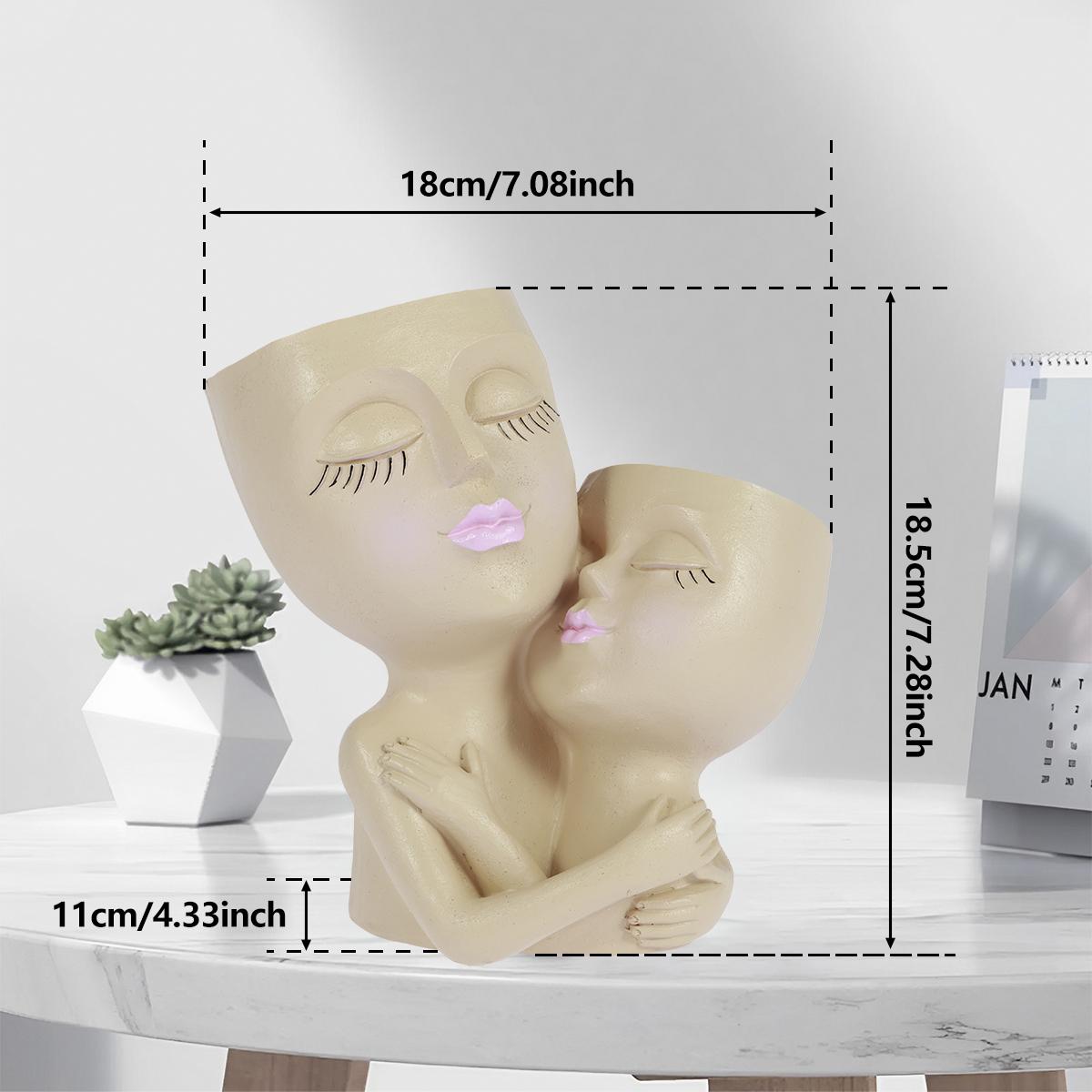 

1/2 шт креативный цветочный горшок из смолы с милым лицом девушки, кашпо с дренажным отверстием, настольный суккулентный горшок для внутреннего и наружного декора 1Pcs хаки