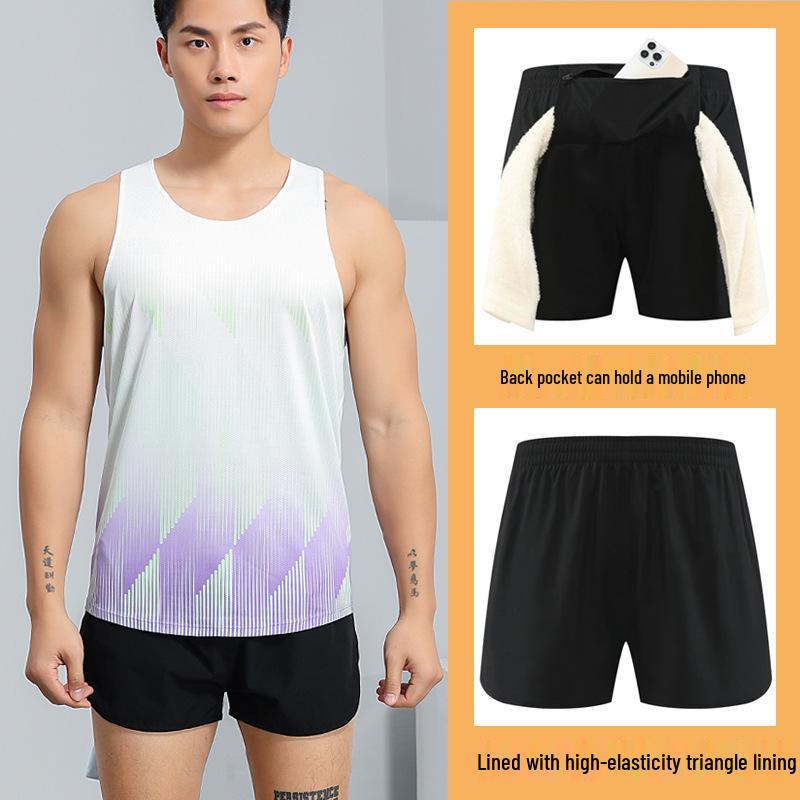 Unisex Quick-Dry Track & Field Running Vest Set for Marathon, PE Tests, Competitions & Training