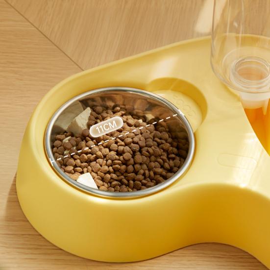 Cat Feeder Food Grade Stainless Steel Bowl Pet Feeder with Automatic Water Refill Dual Zone Design Cat Food Water Combo