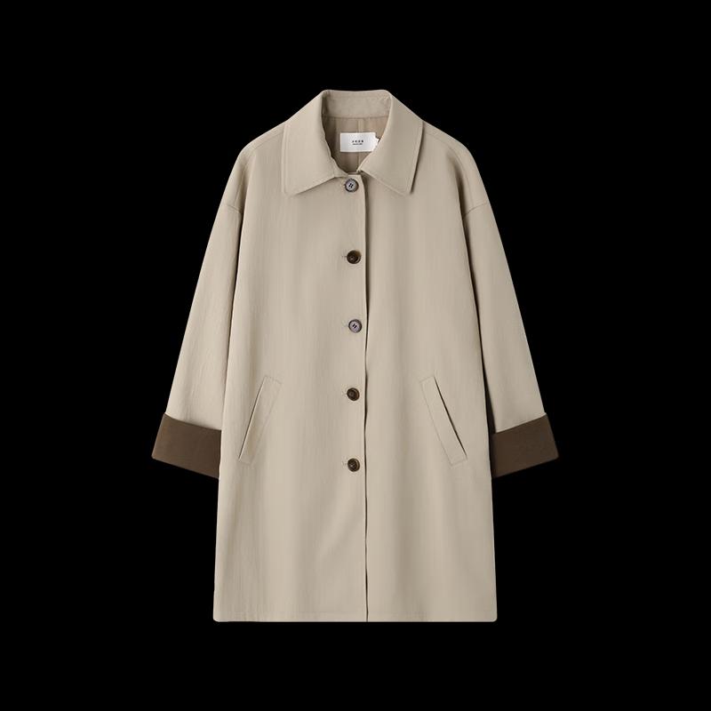 Trenchcoat med lång krage och kontrasterande manschett