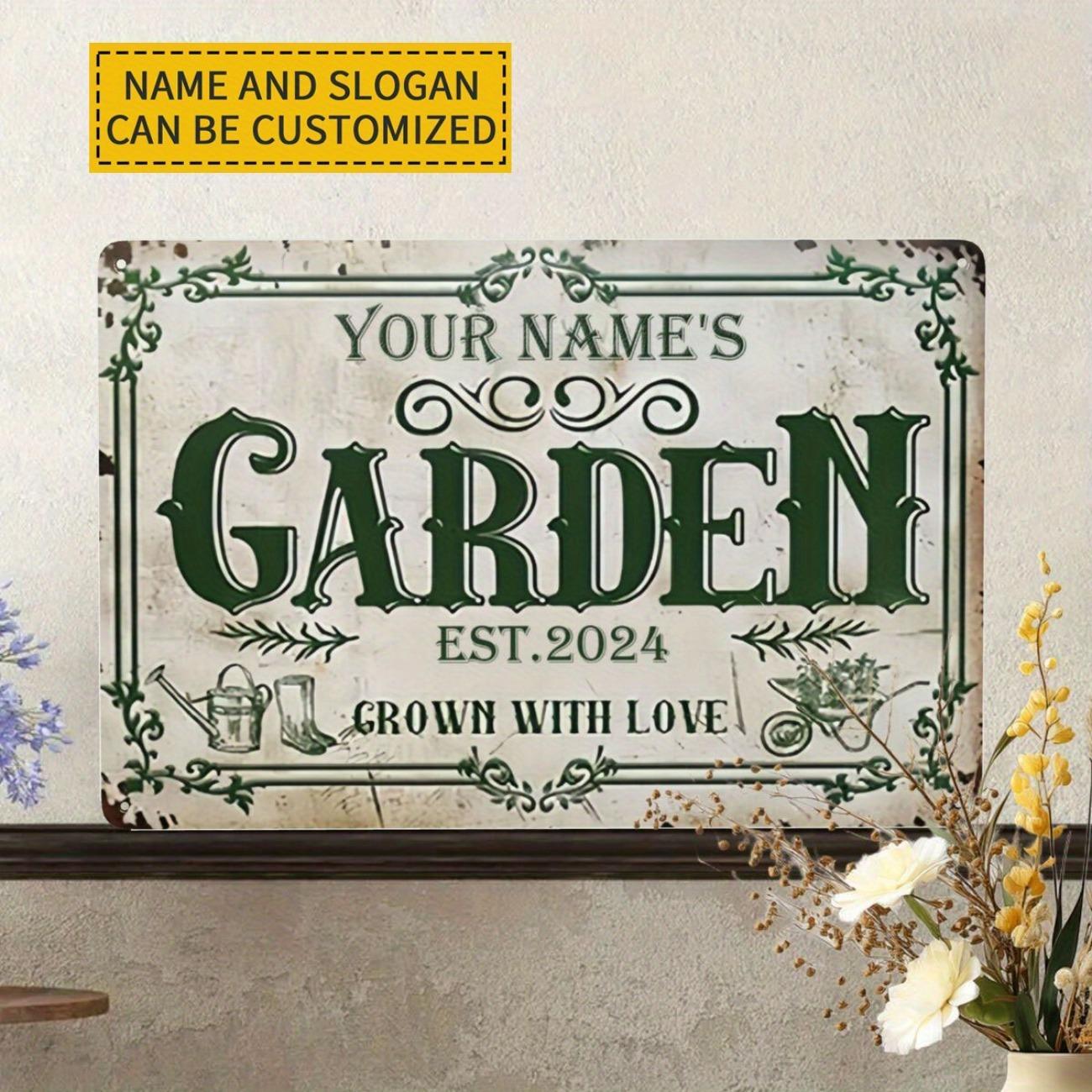 

Personalized Vintage Green Tin Sign Garden Wall Decor Outdoor Metal Art белый