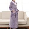 Women's Winter Lengthened Bathrobe Splicing Home Clothes Long Sleeved Robe Coat