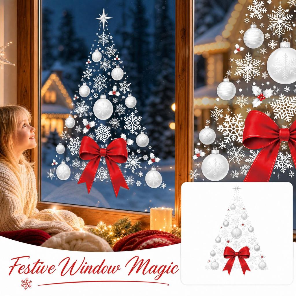 Christmas Window Clings for Glass - Festive Holiday Sticker Decals