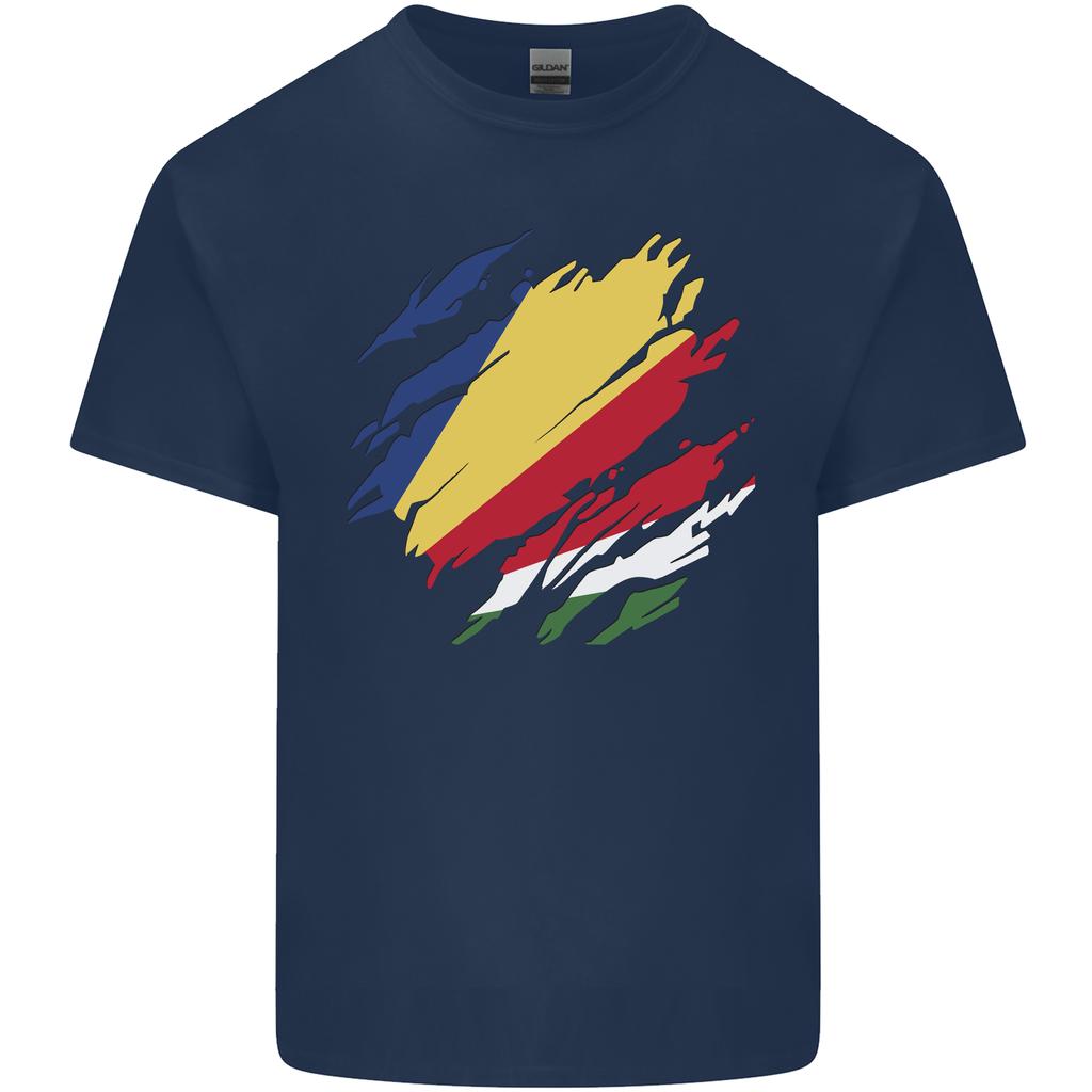 Torn Seychelles Flag Seychellois Day Football Unisexs Light Cotton TShirt