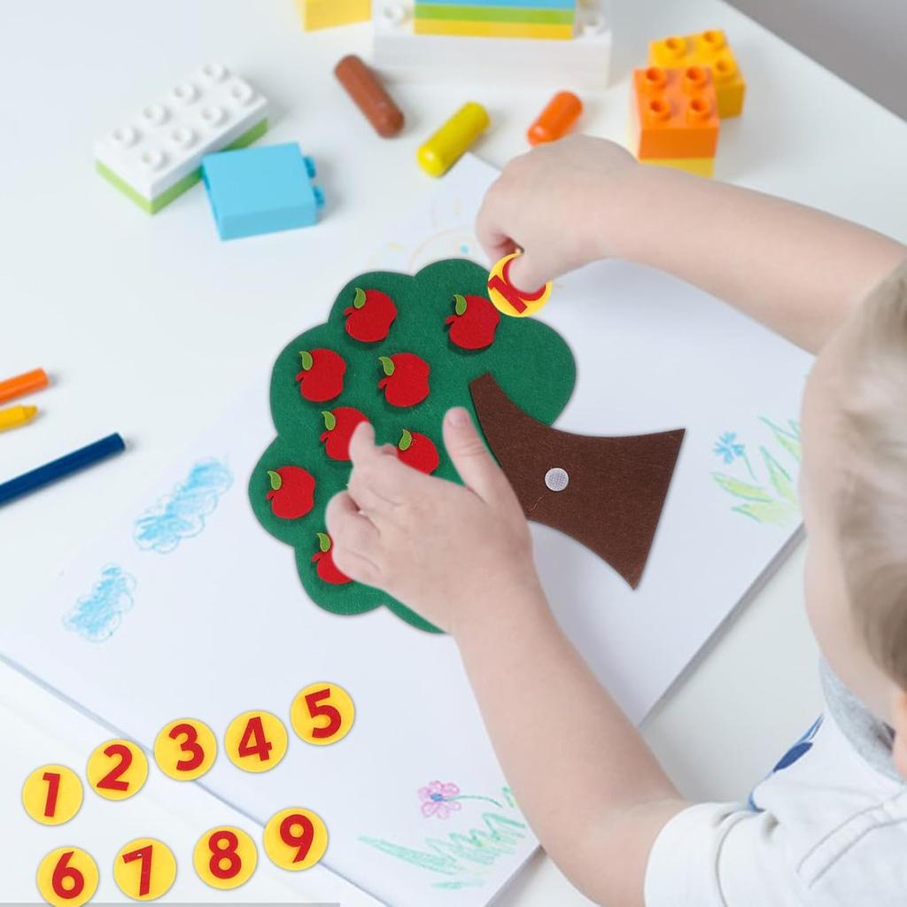 Numbers Felt Tree Board Addition Subtraction Math Games Numbers Counting Toy Apple Tree Number Match Game for Preschool Learning