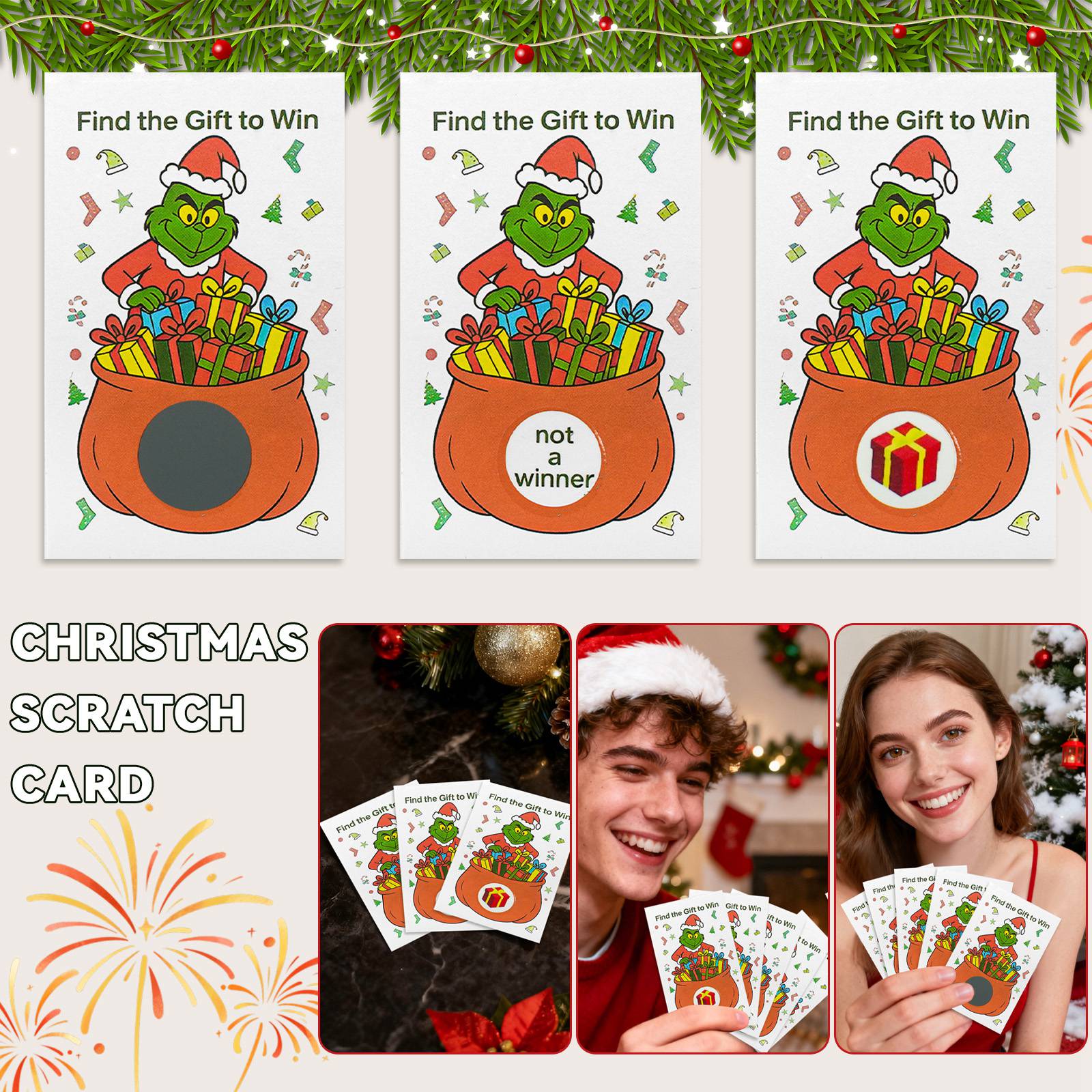 

40 Gift Vouchers, Gift Scratch Cards, Christmas Party Surprise Cards, DIY Party Props One Size белый