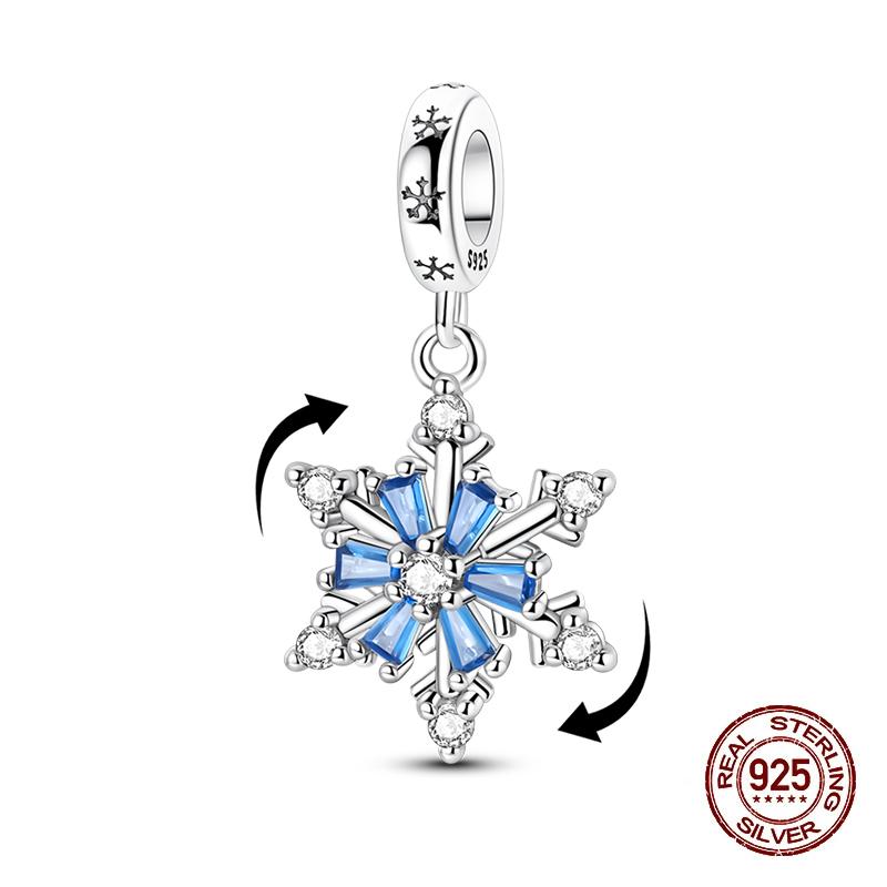 Original 925 Silver Charms Beads Winter Snowflake Snowman Igloo Penguin Pendants Fit Bracelet Charms Women Jewelry Gift