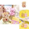 Charming Jinnew Cream Bear Plush Keychain Brown And Pink Cartoon Style Key Accessory