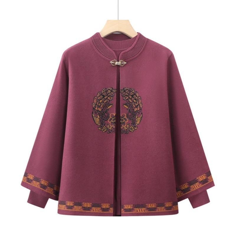 Grandma autumn knitted sweater jacket middle elderly woman age 0 spring and autumn mother top wife two-piece suit