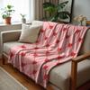 Blush Pink Santa Reindeer Cartoon Anime Print Flannel Blanket Soft Warm Throw for Kids Bedroom Sofa Christmas Office Car
