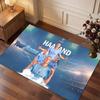Erling Haaland Custom Crystal Velvet Rug, Personalized Name Text Print, Football Logo Soft Non‑Slip Floor Mat Home Decor Gift