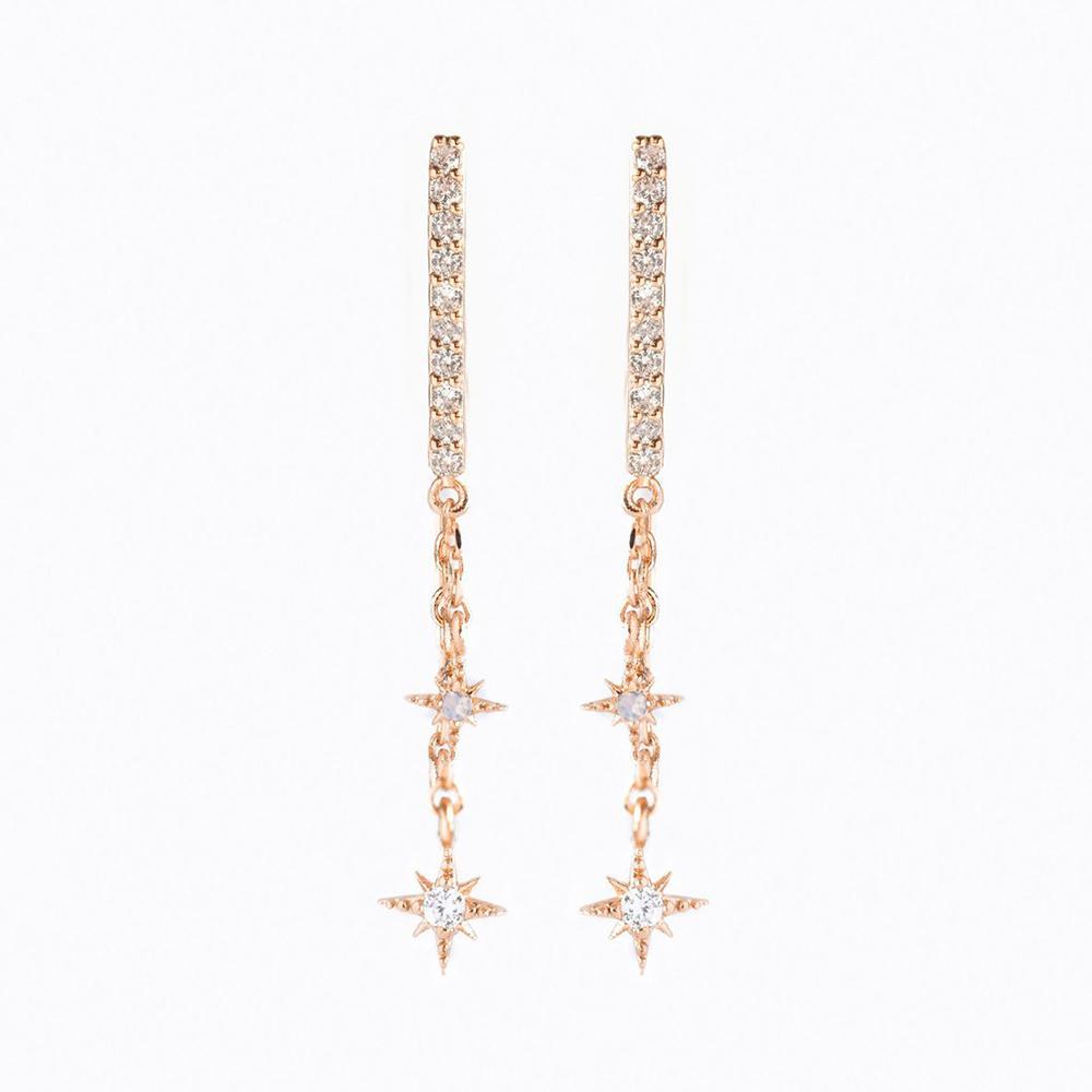 New Design Stainless Steel Cubic Zirconia Chain Stud Earrings For Women Star Moon Cartilage Earring Piercing Jewelry