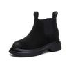 Leather Chelsea Boots Women's 2025 Autumn and Winter New British Style Velvet Chimney Short Boots Brown Flat Martin Boots