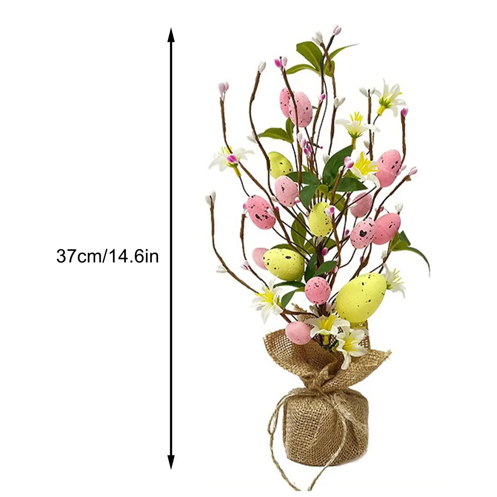 

Пасхальное Яйцо Льняное Дерево Цветные Пасхальные Яйца Украшения Весенняя Вечеринка Настольные Пасхальные Украшения Зеленые Растения розовый
