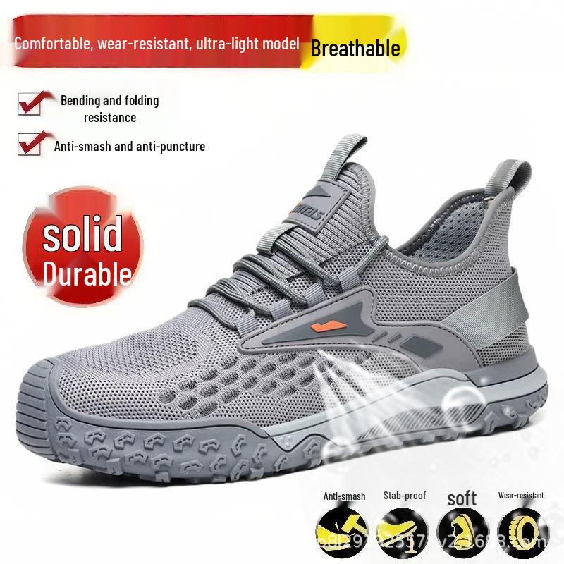 Summer Breathable Steel Toe Work Shoes - Men's Anti-Smash, Anti-Puncture Construction Safety Footwear