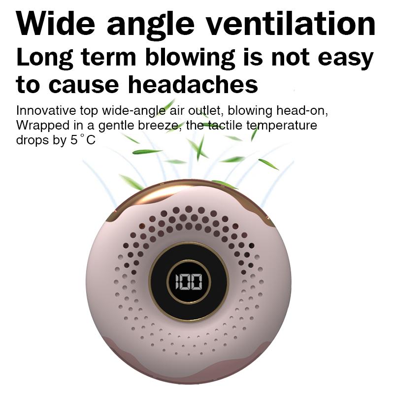 Fashion Portable Bladeless Donut Shape Hanging Neck Fan MINI USB Charging Mute Sports Handheld Neck Fan For Outdoor Sport Travel