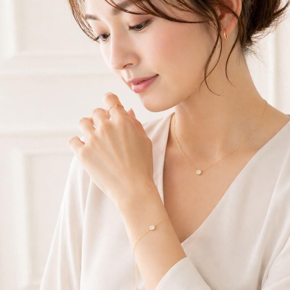 Accessories Salt DALLOZ Zirconia 14K Gold Filled Single Stone Bracelet for Women, Minimalist Dainty Adjustable Chain, Gift Box Included
