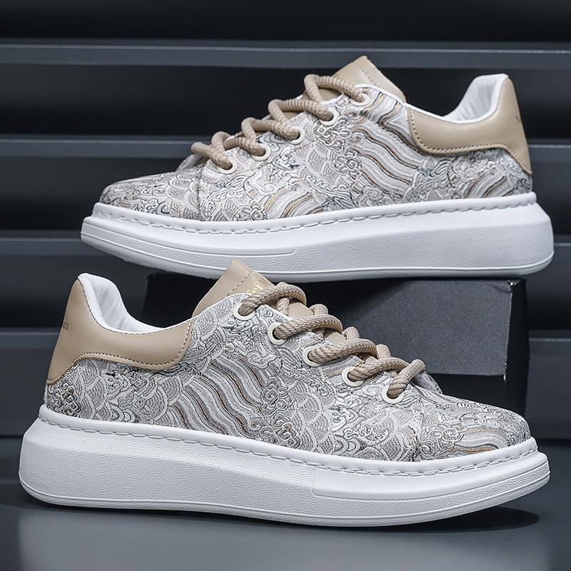 2025 Chinese New Year Mens Casual Sneakers High Quality Silk Printed Mens Casual Shoes Breathable Sports Casual Trend Shoes