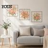Waterproof Wall Stickers 3 Sheets Spring Flower Sticker, Square Grid Floral Plants Decoration, Peel Stick Art Removable Decal for Home Office