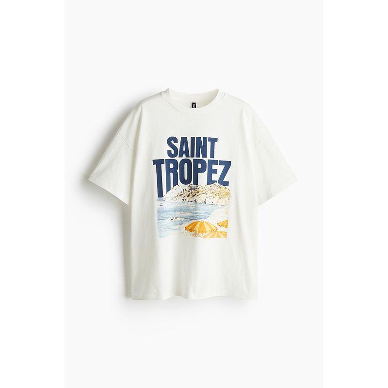 

HM 2025 New Fall Women s Clothing Fashion Casual Casual Large Profile Pattern T-shirt 1259422