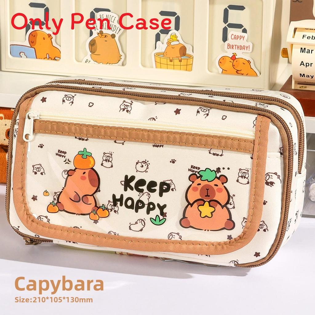 Capybara Stoff Federmäppchen mit großem Fassungsvermögen und multifunktionaler Aufbewahrung für Schüler und Büro