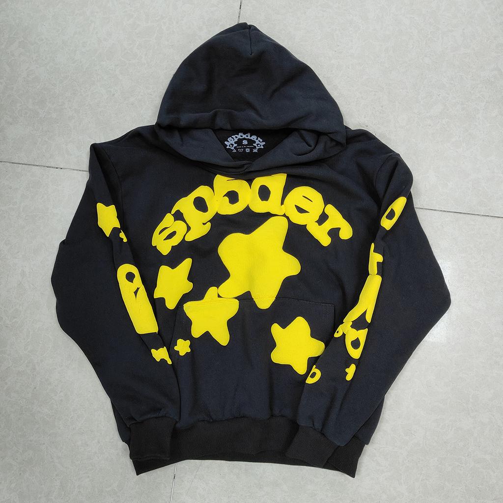 European and American Trendy Brand Sp5der Spider Web Print Hooded Sweater for Men and Women Loose Heavy Fleece Hip Hop Couple Hoodie
