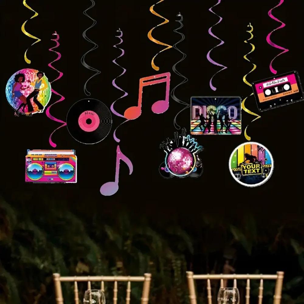 

9pcs Hanging Disco Spiral Pendant Paper Disco Spiral Garlands Birthday Party Decoration
