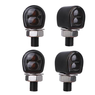 PURE SEAK LED Bike Turn Signals 2pcs 4pcs Set Small Mini Motorcycle 2W M8 Bulb Custom Modified (Black, 4pcs)