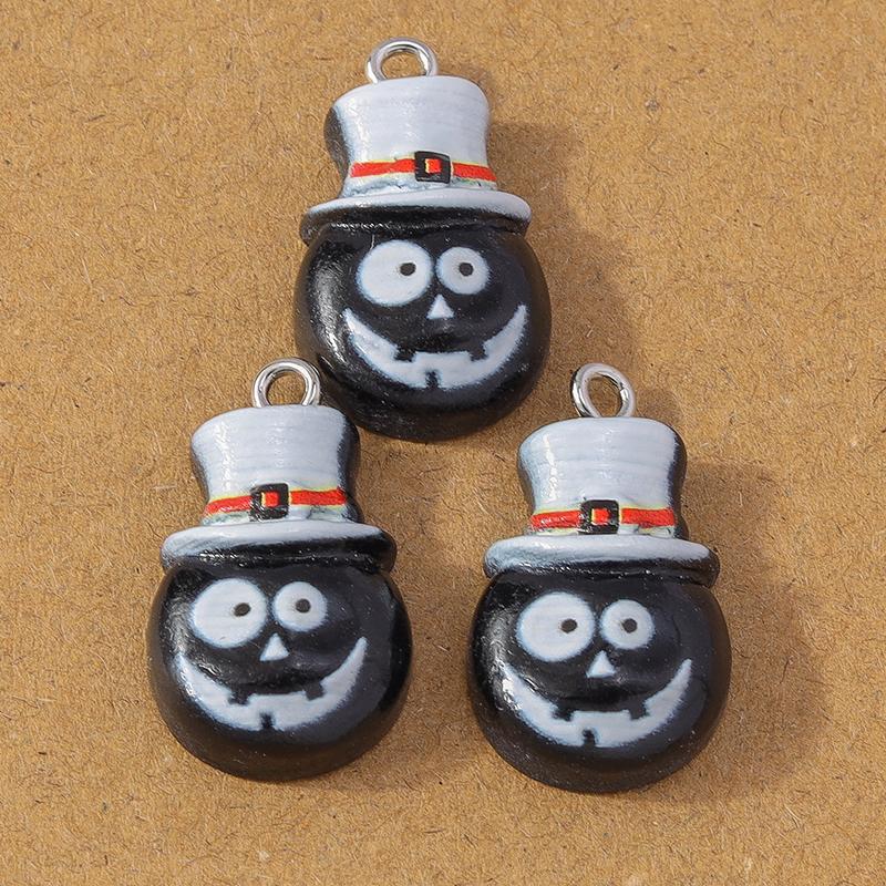 10pcs Cute Resin Halloween Charm Bat Ghost Pumpkin Pendants for Earrings Necklace DIY Bracelet Jewelry Making Accessories