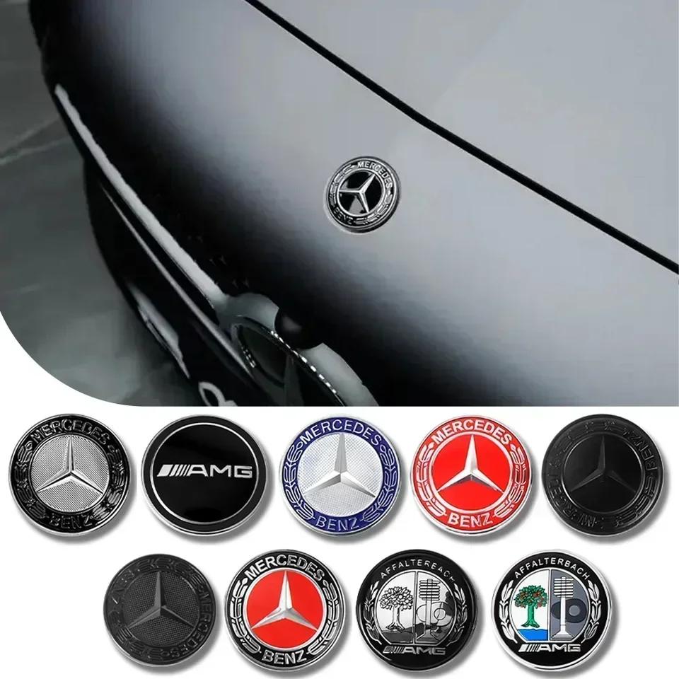 57mm Aluminum ABS Car Flat Hood Emblem Sticker Front Badge Logo Decor Accessories For Mercedes Benz AMG W206 W220 W205 W210 W108 GM1