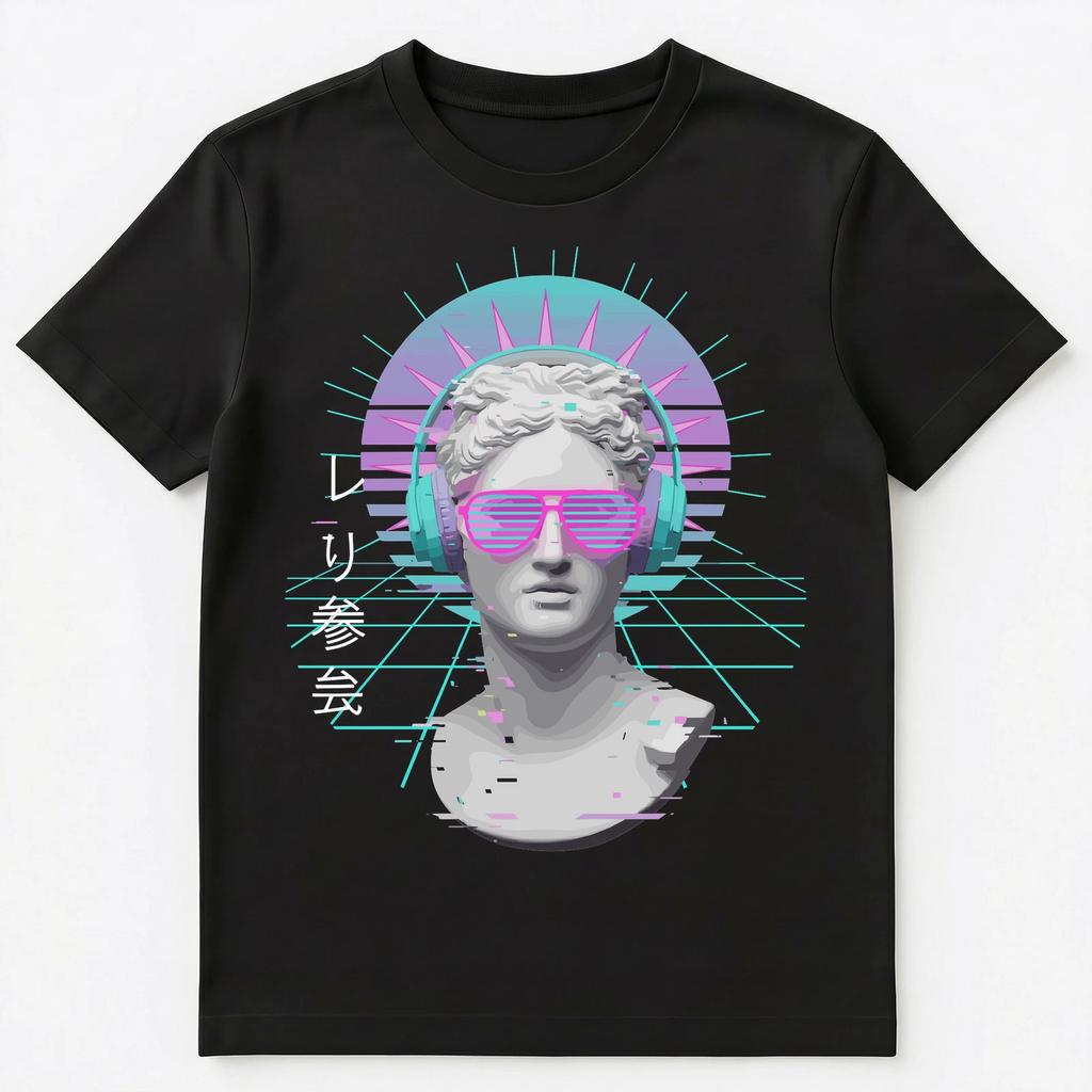 Vaporwave Fan Headphone Statue Glitch Aesthetic Art Unisex T-Shirt